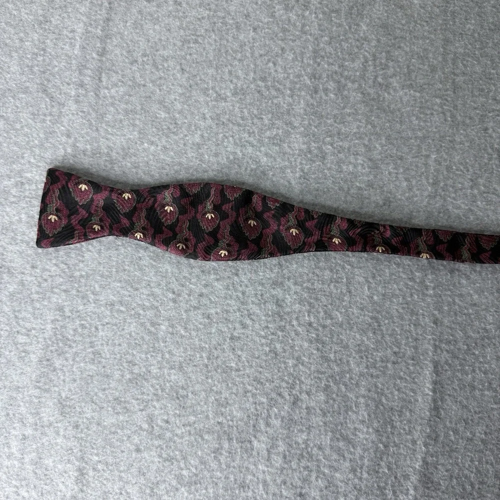 Giorgio Armani Bow Tie Burgundy And Black Floral Formal Event